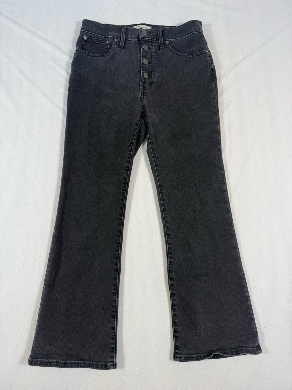 Madewell Black Cali Demi Boot-Cut High-Rise Button-Fly Jeans